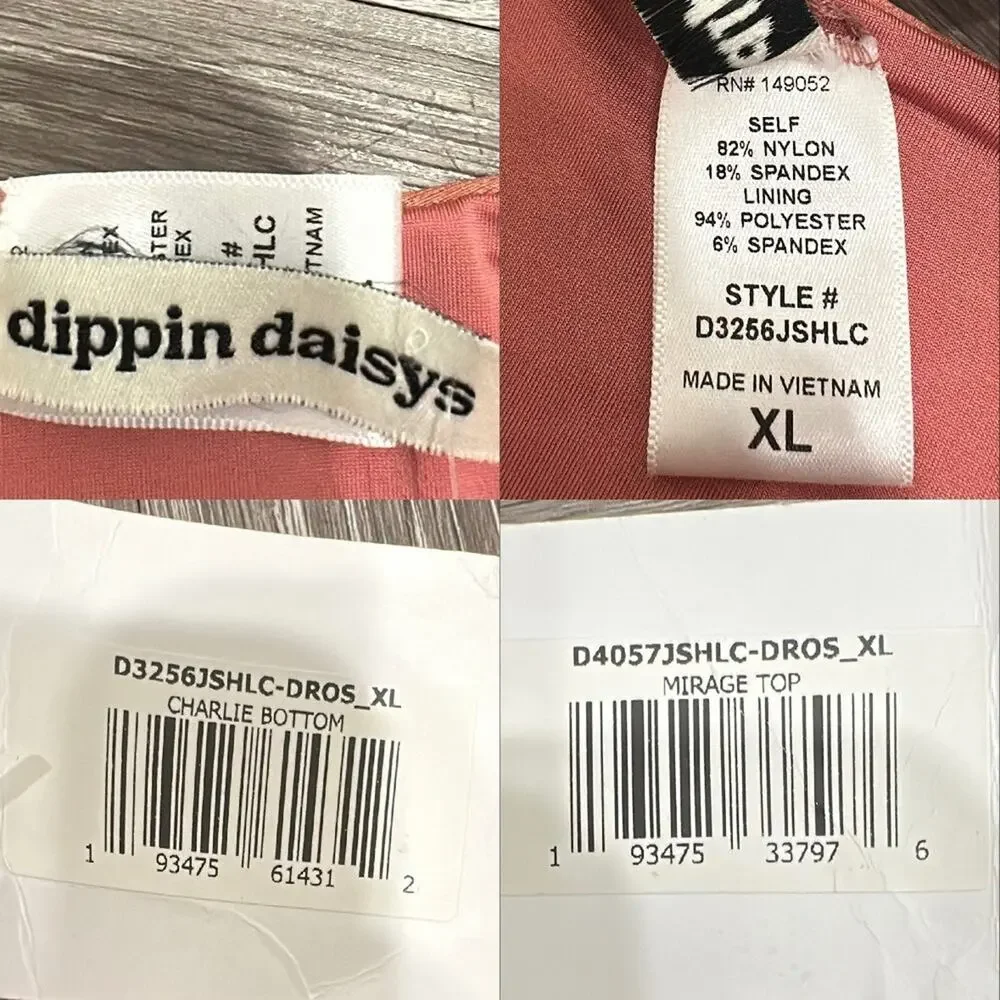 Dippin Daisys Mirage Twist Top Charlie Bottom Bikini Set Pink Desert Rose XL NWT
